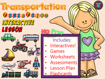 Preview of Transportation  Lesson - Power Point Interactive Lesson - No Prep