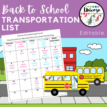 Preview of BUS CALL | Transportation List for Teacher Organization