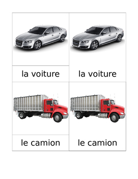 Preview of Transportation Matching Cards French Montessori