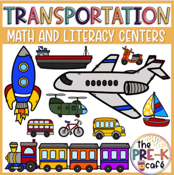 Preview of Transportation Math Phonics Letters and Literacy Center Activities | vehicles 