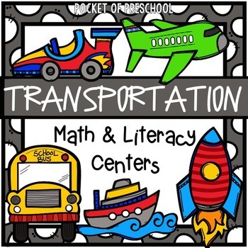 Preview of Transportation Math and Literacy Centers for Preschool, Pre-K, and Kindergarten