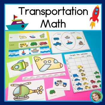 Preview of Transportation Math Unit Non Standard Measurement Sorting Graphing Venn Diagram