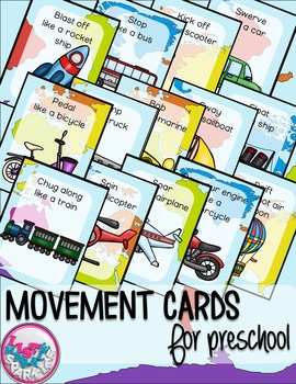 Preview of Transportation Movement Cards for Preschool and Brain Break Transition Activity