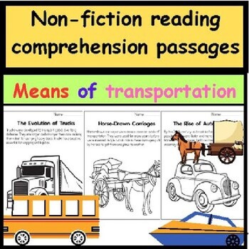 Preview of Transportation Nonfiction Reading Comprehension Passages