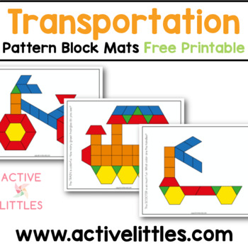 Preview of Transportation Pattern Block Mats Free Printable