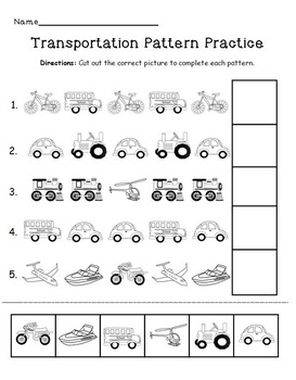 Preview of Transportation Pattern Practice Page