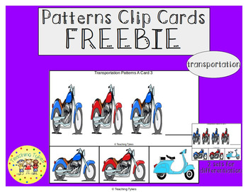 Preview of Transportation Patterns Task Clip Cards FREEBIE