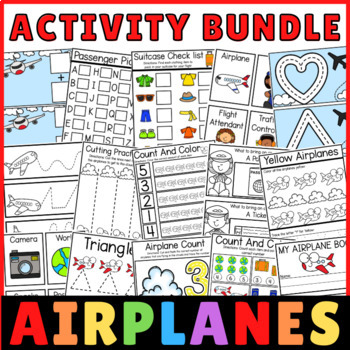 Preview of Transportation Preschool Airplane Printable Activity BUNDLE