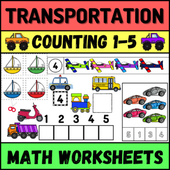 transportation preschool math worksheets counting 1 5 by sofea s store