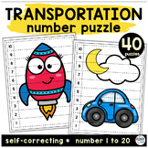 Transportation Theme Preschool Number Puzzles 1-20