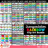 Transportation Rainbow Clip Art Bundle