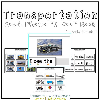 Preview of Transportation Real Photo "I See" Adapted Book for Special Education Classrooms