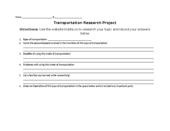 Preview of FREE Transportation Research Project