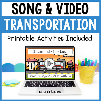 Preview of Transportation Poem Song & Video With Writing & Sequencing Activities & More