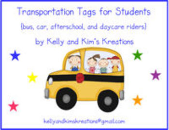 Preview of Transportation Tags for Students {bus, car, afterschool, and daycare riders}
