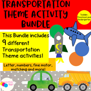 Preview of Transportation Theme Activies Bundle for Toddler Preschool and Kindergarten