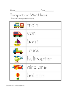 Transportation Theme Unit - Worksheets File Folder Games 