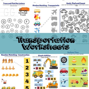 Preview of Transportation Theme Worksheets Toddler, Preschool, Homeschool