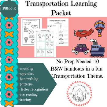 Preview of Transportation Themed Learning Packet