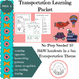 Transportation Themed Learning Packet