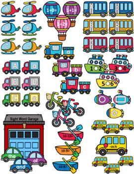 Preview of Transportation Themed Math and Literacy Bundle