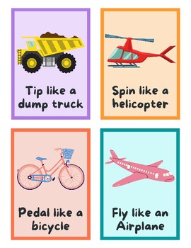 Preview of Transportation Themed Movement Prompt Cards