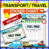 Transportation Travel Sticker Chart Editable Reward studen