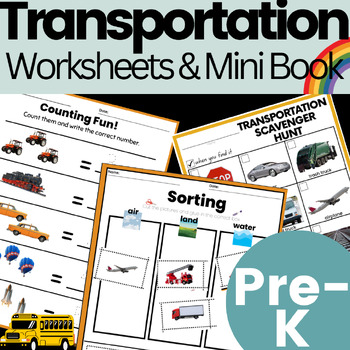 Preview of Transportation & Vehicle Theme Preschool Toddler Early Learner Worksheets
