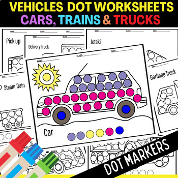 Preview of Transportation Vehicles Dot Markers Worksheets For Preschool & Kindergarten