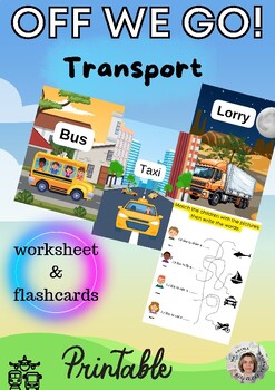 Preview of Transportation Vehicles & Machines - Worksheet and Flashcard Set