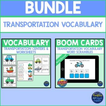 Preview of Transportation Vocabulary BUNDLE Worksheets, Centers & BOOM Cards