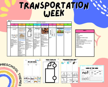 Preview of Transportation Week THEME Weekly Lessons | Printable Toddler and Preschool Theme