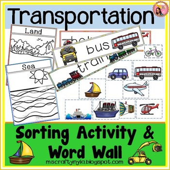 Preview of Transportation Word Wall and Sorting Activity