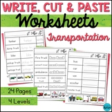 Transportation Write Cut and Paste Worksheets | Special Ed