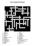 Transportation (die Verkehrsmittel) German Crossword Puzzl