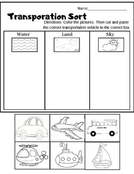 transportation sorting by watkins wacky worksheets tpt