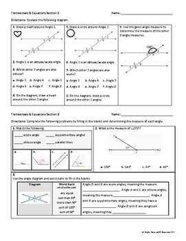 Preview of Transversals Angle Measures (10 Sections Varied & Engaging Practice)