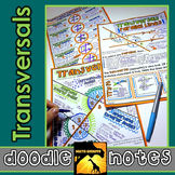 Transversals Doodle Notes | Theorems with Parallel Lines &