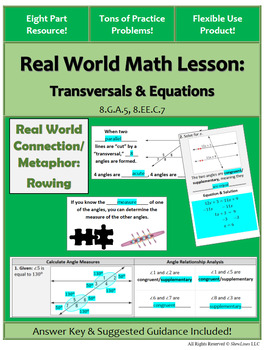Preview of Transversals & Equations: Engaging 8 Part Lesson/Practice (Flexible Use!)