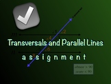 Transversals and Parallel Lines Assignment