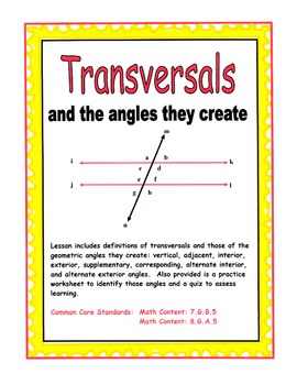 Transversals And The Angles They Create