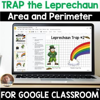 Preview of Trap the Leprechaun St. Patrick's Day Math Area and Perimeter Project | DIGITAL