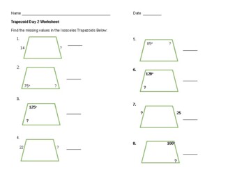 Trapezoid Day 2 worksheet by The Pack Rat Teacher | TPT