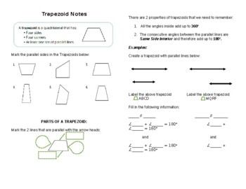 Preview of Trapezoids Generic Notes