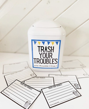 Preview of Trash Your Troubles Trash Can Sign