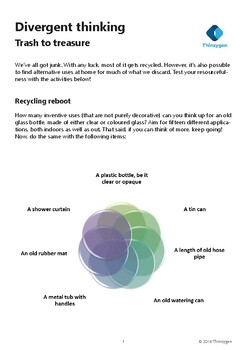 Preview of Trash to treasure critical thinking activity for middle and high school