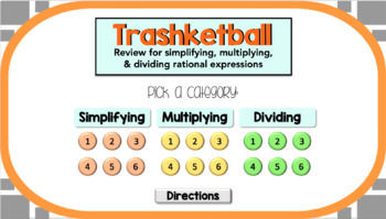 Preview of Trashketball Review: Simplifying, Multiplying, and Dividing Rational Expressions