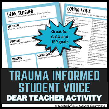 Preview of Trauma Informed Behavior Management Student Voice Worksheet