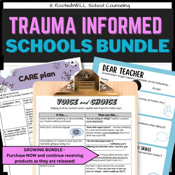Preview of Trauma Informed GROWING Bundle for Counselors, Admin, Special Education