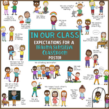 Preview of Trauma Sensitive Classroom Rules & Expectations Poster  *In Our Class We......